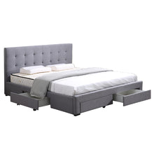 Load image into Gallery viewer, Levede Bed Frame Base With Storage Drawer Mattress Wooden Fabric Double Grey

