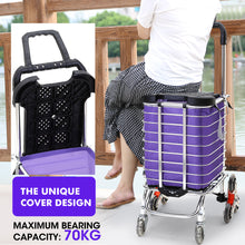 Load image into Gallery viewer, Foldable Shopping Cart Trolley Stainless Steel Basket Luggage Grocery Portable - Oceania Mart
