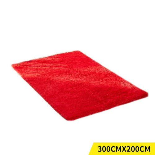 Designer Soft Shag Shaggy Floor Confetti Rug Carpet Home Decor 300x200cm Red - Oceania Mart