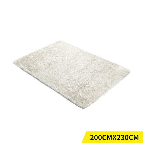 Designer Soft Shag Shaggy Floor Confetti Rug Carpet Home Decor 200x230cm Cream - Oceania Mart