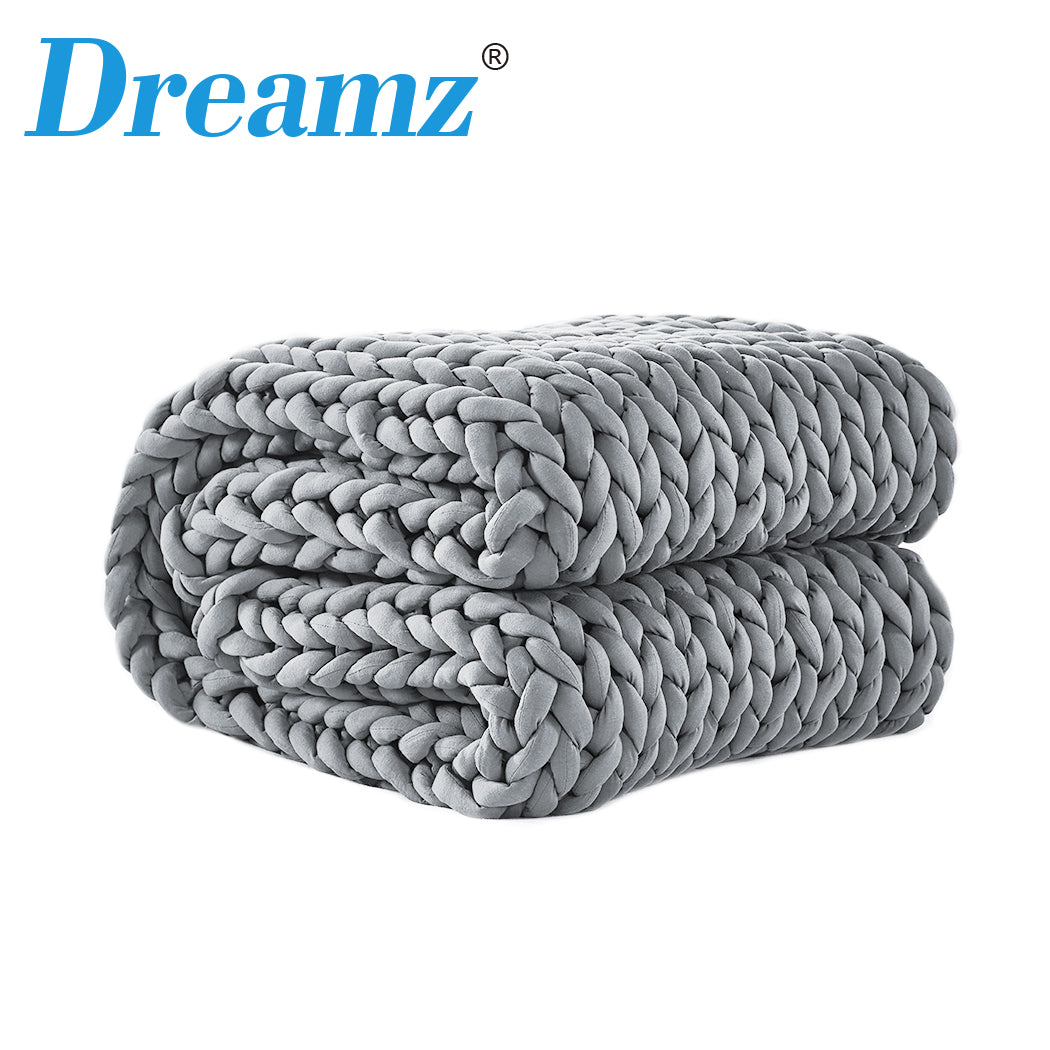 Dreamz Knitted Weighted Blanket Chunky Bulky Knit Throw Blanket 3KG Grey - Oceania Mart