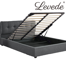 Load image into Gallery viewer, Levede Bed Frame Queen Size Gas Lift Base Storage Wooden Platform Linen Cotton
