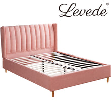Load image into Gallery viewer, Levede Bed Frame Velvet Base Bedhead Headboard Queen Size Wooden Platform Pink

