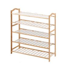 Load image into Gallery viewer, Levede Bamboo Shoe Rack Storage Wooden Organizer Shelf Stand 5 Tiers Layers 90cm
