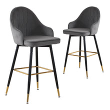 Load image into Gallery viewer, 2x Bar Stools Stool Kitchen Chairs Swivel Velvet Barstools Vintage Grey - Oceania Mart
