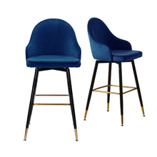 Load image into Gallery viewer, Levede 2x Bar dStools Stool Kitchen Chairs Swivel Velvet Barstools Vintage Blue
