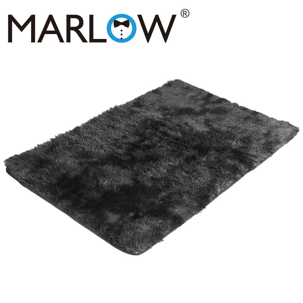 Marlow Floor Rug Shaggy Rugs Soft Large Carpet Area Tie-dyed 160x230cm Black