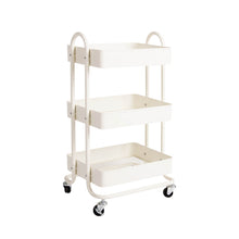 Load image into Gallery viewer, 3 Tiers Kitchen Trolley Cart Steel Storage Rack Shelf Organiser Wheels White - Oceania Mart
