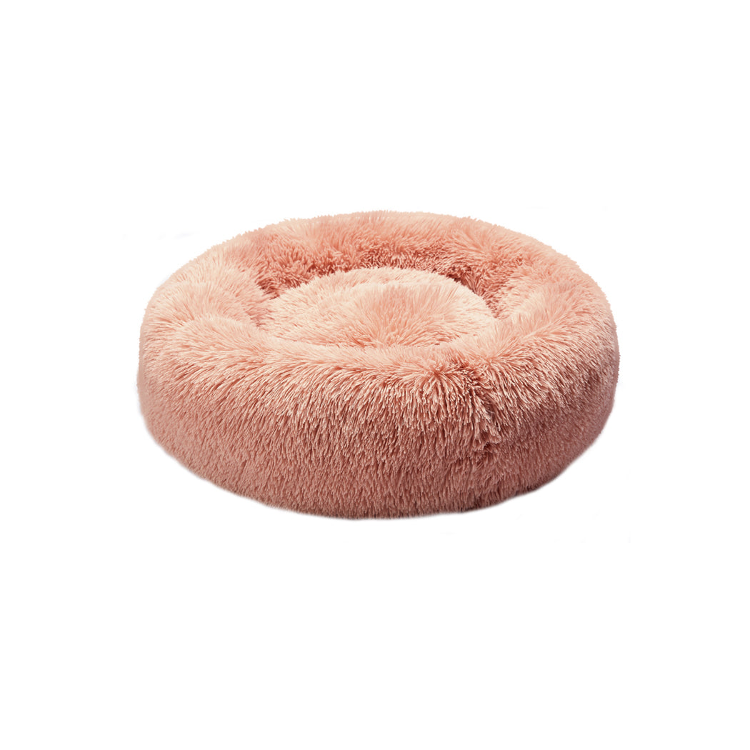 Pet Bed Cat Dog Donut Nest Calming Kennel Cave Deep Sleeping Pink S - Oceania Mart