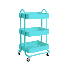Load image into Gallery viewer, 3 Tiers Kitchen Trolley Cart Steel Storage Rack Shelf Organiser Wheels Blue - Oceania Mart
