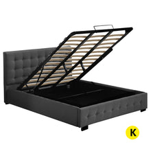 Load image into Gallery viewer, Levede Gas Lift Bed Frame Fabric Base Mattress Storage King Size Dark Grey
