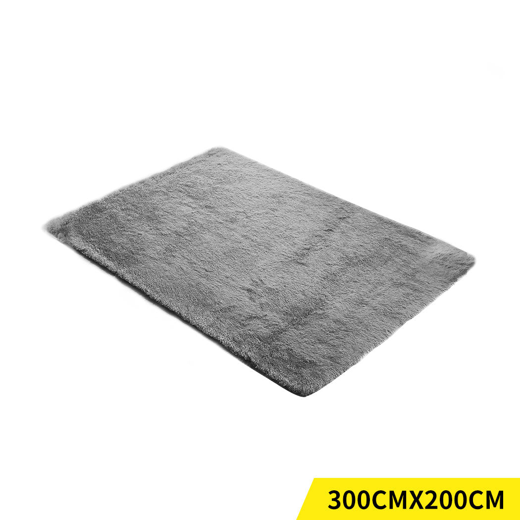 Designer Soft Shag Shaggy Floor Confetti Rug Carpet Home Decor 300x200cm Grey - Oceania Mart