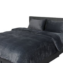 Load image into Gallery viewer, Luxury Flannel Quilt Cover with Pillowcase Dark Grey Double - Oceania Mart
