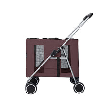 Load image into Gallery viewer, Pet Stroller Dog Cat Puppy Pram Travel Carrier 4 Wheels Pushchair Foldable Brown - Oceania Mart
