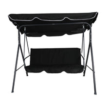 Load image into Gallery viewer, Swing Chair Hammock Outdoor Furniture Garden Canopy Cushion 3 Seater Seat Black
