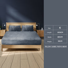 Load image into Gallery viewer, Bedding Set Ultrasoft Fitted Bed Sheet with Pillowcases Dark Grey King - Oceania Mart
