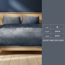Load image into Gallery viewer, Luxury Flannel Quilt Cover with Pillowcase Dark Grey King - Oceania Mart

