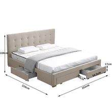 Load image into Gallery viewer, Levede Bed Frame  Queen Fabric With Drawers Storage Wooden Mattress Beige
