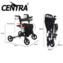 Load image into Gallery viewer, Centra Rollator Walker Foldable Walker Mobility Aid Outdoor Aluminum With Seat - Oceania Mart
