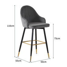 Load image into Gallery viewer, 2x Bar Stools Stool Kitchen Chairs Swivel Velvet Barstools Vintage Grey - Oceania Mart
