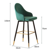 Load image into Gallery viewer, 2x Bar Stools Stool Kitchen Chairs Swivel Velvet Barstools Vintage Green - Oceania Mart
