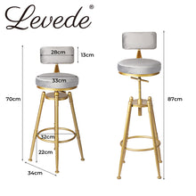 Load image into Gallery viewer, Levede Bar Stools Kitchen Stool Chair Swivel Barstools Velvet Padded Seat Grey - Oceania Mart
