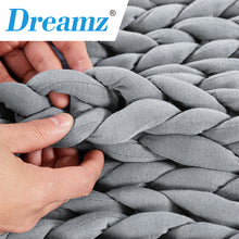 Load image into Gallery viewer, Dreamz Knitted Weighted Blanket Chunky Bulky Knit Throw Blanket 3KG Grey - Oceania Mart
