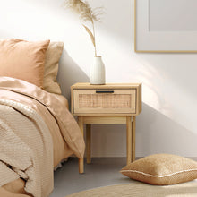 Load image into Gallery viewer, Bedside Tables Table 1 Drawer Storage Cabinet Rattan Wood Nightstand
