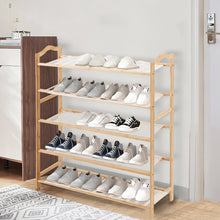 Load image into Gallery viewer, Levede Bamboo Shoe Rack Storage Wooden Organizer Shelf Stand 5 Tiers Layers 90cm
