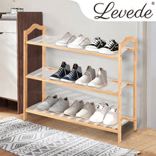 Load image into Gallery viewer, Levede Bamboo Shoe Rack Storage Wooden Organizer Shelf Stand 3 Tiers Layers 80cm
