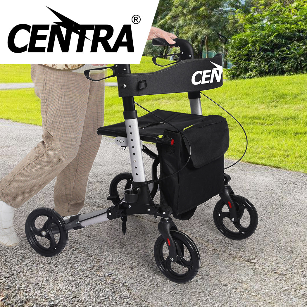 Centra Rollator Walker Foldable Walker Mobility Aid Outdoor Aluminum With Seat - Oceania Mart