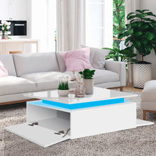 Load image into Gallery viewer, Levede Coffee Table LED Lights High Gloss Storage Drawer Living Room White
