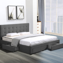 Load image into Gallery viewer, Levede Bed Frame King Fabric With Drawers Storage Wooden Mattress Grey
