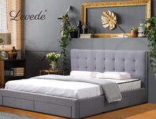 Load image into Gallery viewer, Levede Bed Frame Base With Storage Drawer Mattress Wooden Fabric King Dark Grey

